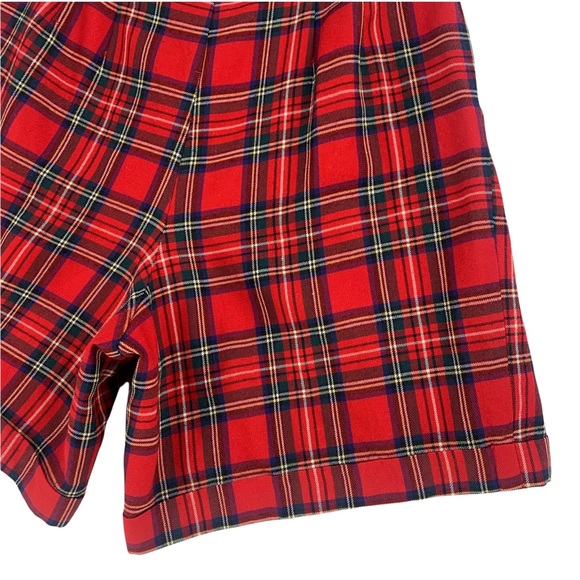 Vintage 100% Wool Red Plaid Shorts- Made in the USA by Talbots Petites - Picture 10 of 13
